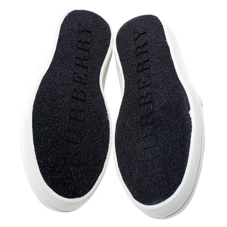 Pre Owned Burberry Beige/Black Nova Check Canvas Gauden Slip On Sneakers Size 39