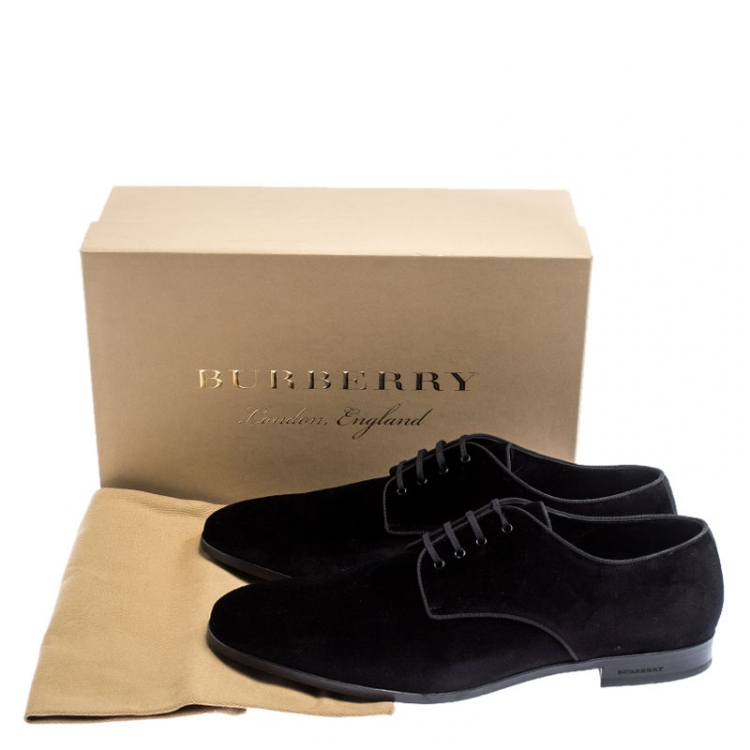 Pre Owned Burberry Black Velvet Lace Up Oxfords Size 46