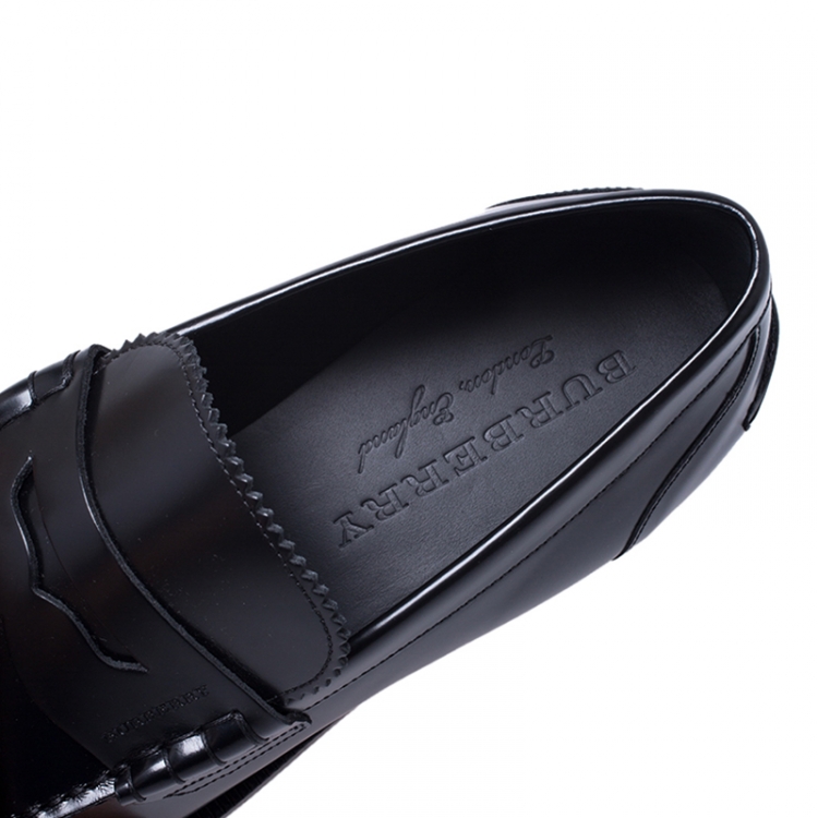 Pre Owned Burberry Black Leather Bedmont Penny Loafers Size 45.5