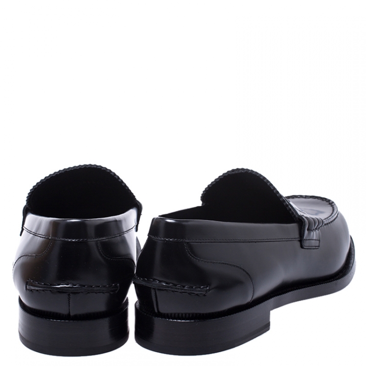 Pre Owned Burberry Black Leather Bedmont Penny Loafers Size 45.5