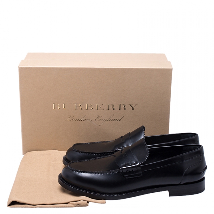 Pre Owned Burberry Black Leather Bedmont Penny Loafers Size 45.5