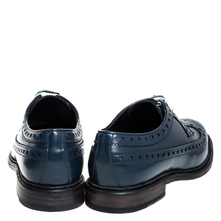 Pre Owned Burberry Blue Brogues Leather Alexton Lace Up Derby Size 41