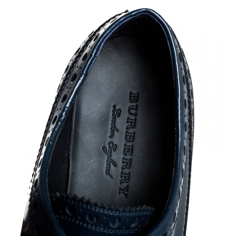 Pre Owned Burberry Blue Brogues Leather Alexton Lace Up Derby Size 41