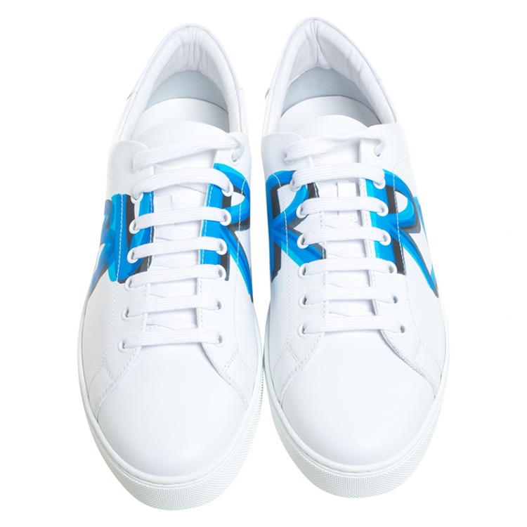 مملوكة مسبقًا Burberry White Leather Albert Sneakers Size 45