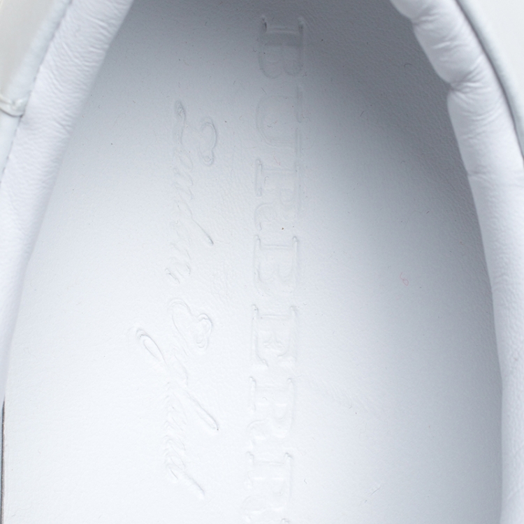 مملوكة مسبقًا Burberry White Leather Albert Sneakers Size 45
