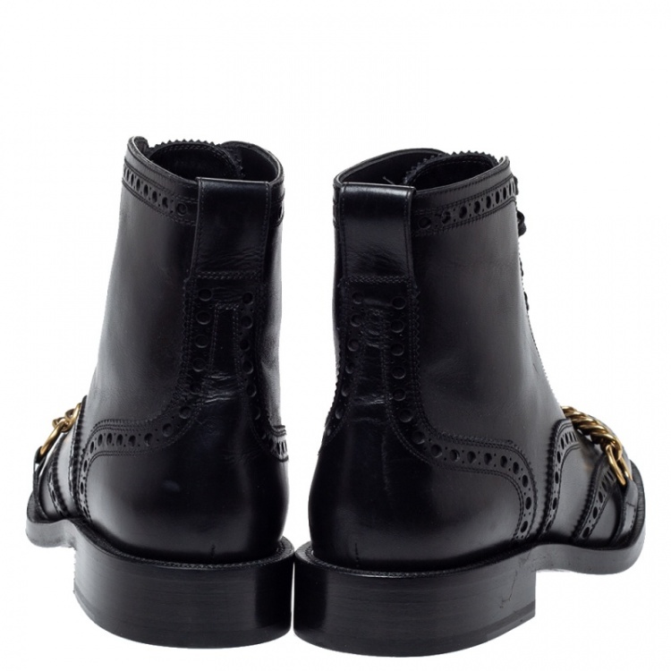 Pre Owned Burberry Black Brogue Leather Barksby Ankle Boots Size 40
