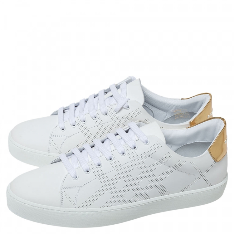 Pre Owned Burberry White Leather Westford Low Top Sneakers Size 42
