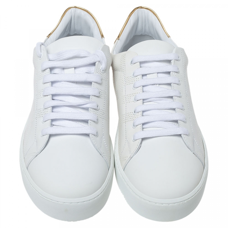 Pre Owned Burberry White Leather Westford Low Top Sneakers Size 42