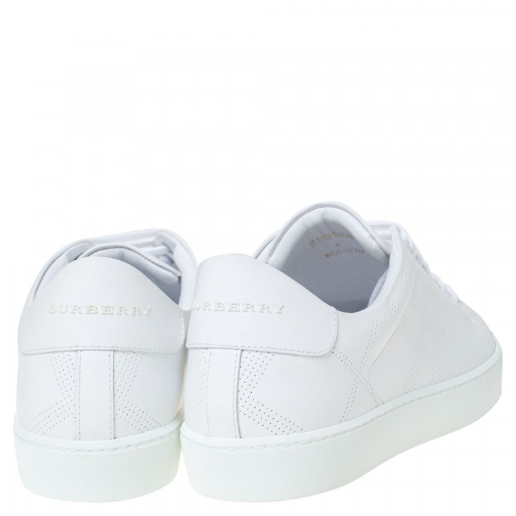 مملوكة مسبقًا Burberry White Leather Westford Low Top Sneakers Size 41