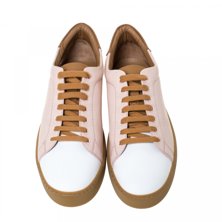 Pre Owned Burberry Two Leather Westford Low Top Sneakers Size 42