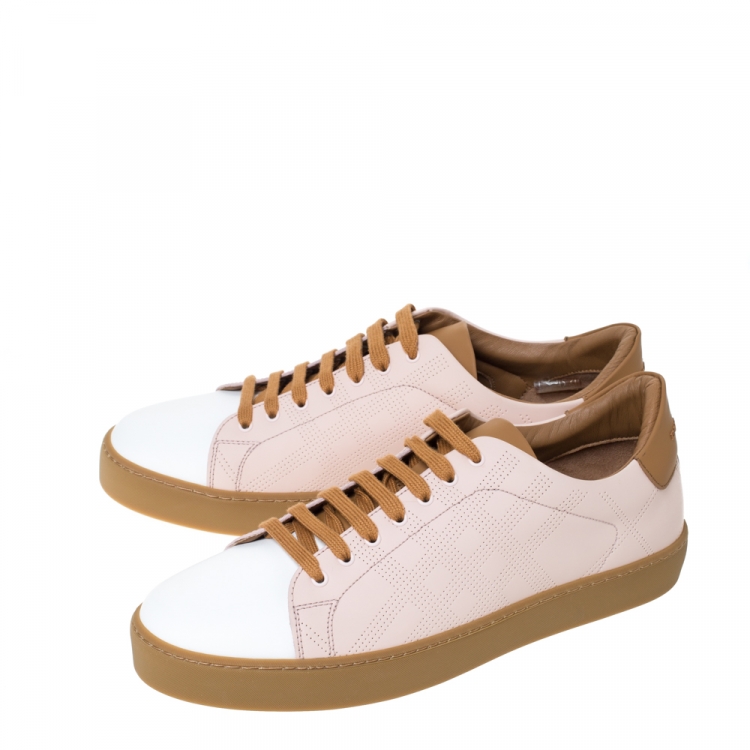 Pre Owned Burberry Two Leather Westford Low Top Sneakers Size 42