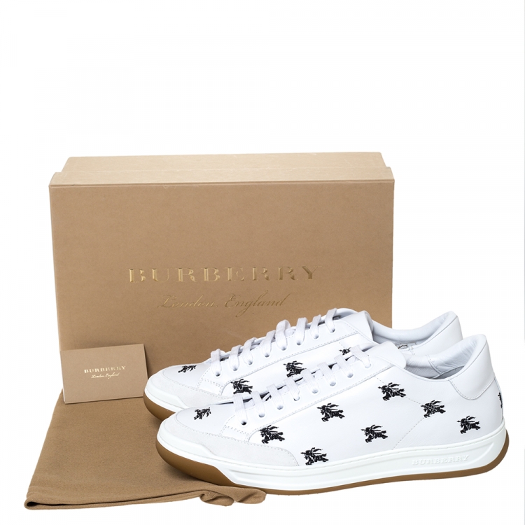 Pre Owned Burberry White Leather Timsbury Low Top Sneakers Size 46