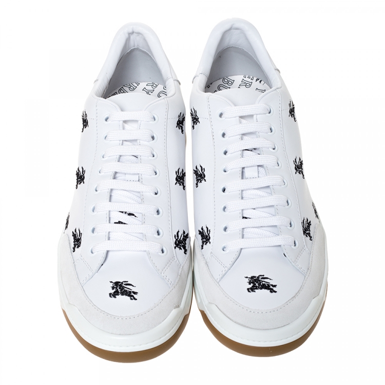 Pre Owned Burberry White Leather Timsbury Low Top Sneakers Size 46