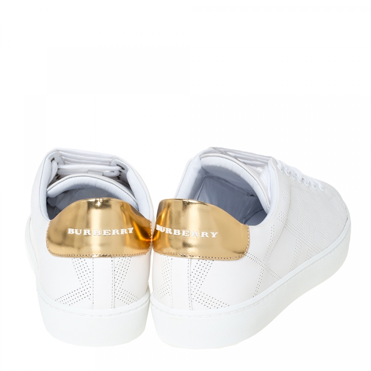 Pre Owned Burberry White Leather Westford Low Top Sneakers Size 42