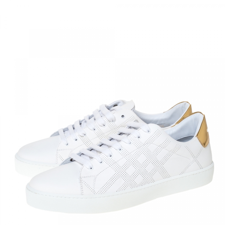 Pre Owned Burberry White Leather Westford Low Top Sneakers Size 42