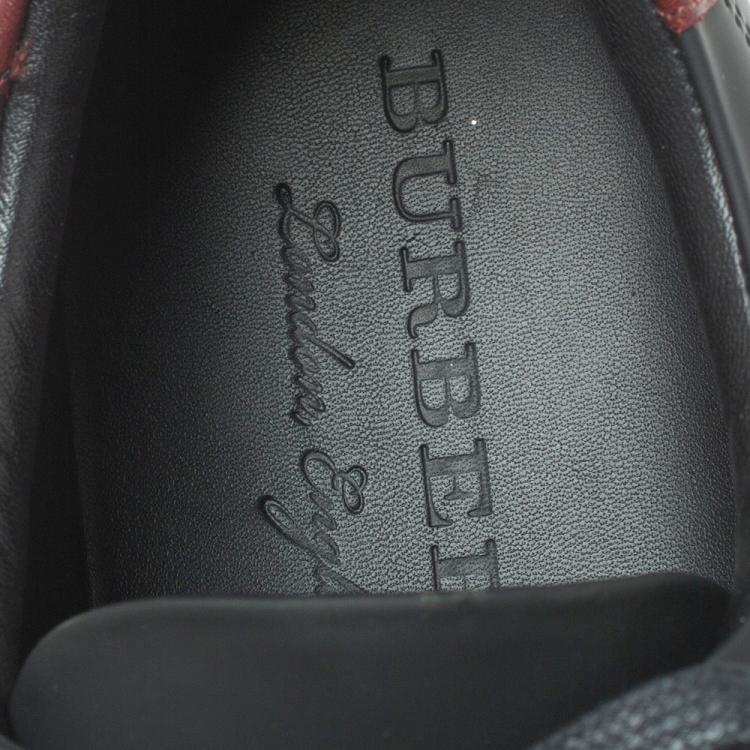 Pre Owned Burberry Black Perforated Leather Albert Low Top Sneakers Size 45