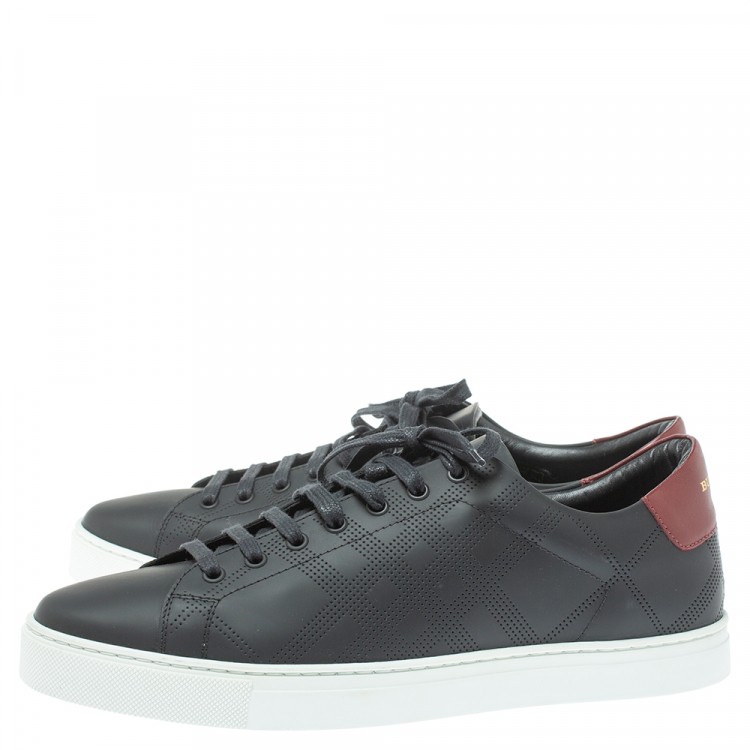 Pre Owned Burberry Black Perforated Leather Albert Low Top Sneakers Size 45
