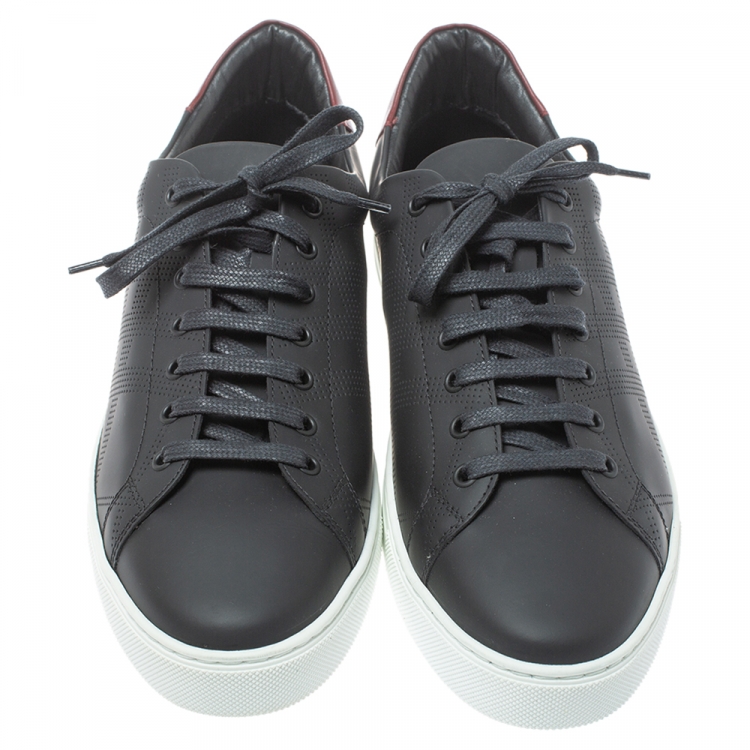 Pre Owned Burberry Black Perforated Leather Albert Low Top Sneakers Size 45
