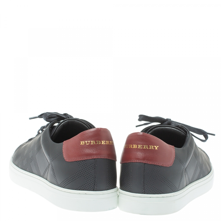 Pre Owned Burberry Black Perforated Leather Albert Low Top Sneakers Size 45