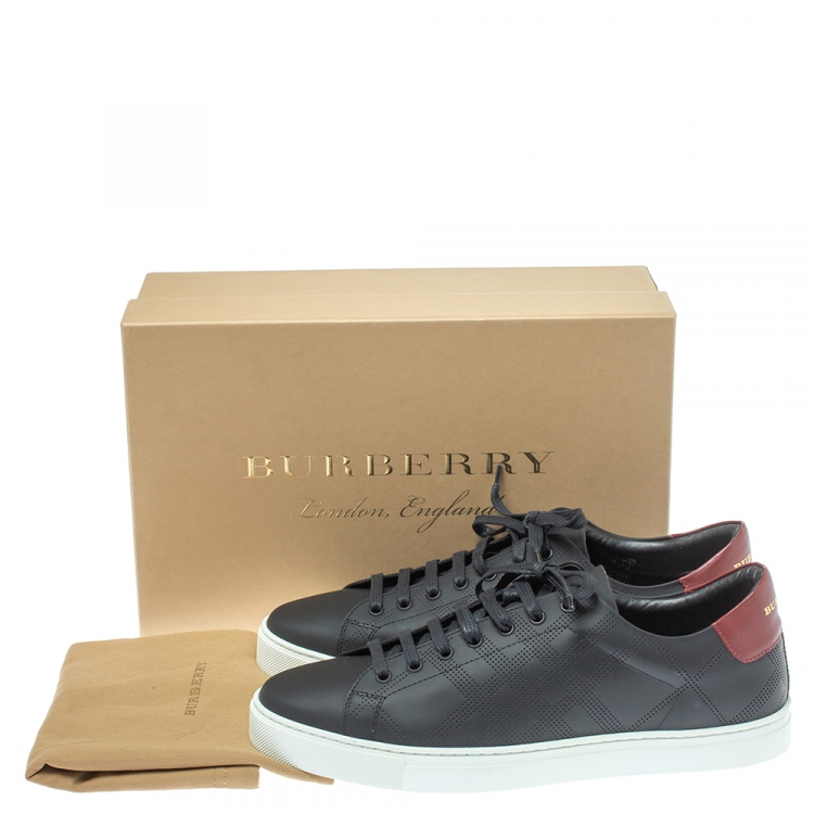 Pre Owned Burberry Black Perforated Leather Albert Low Top Sneakers Size 45