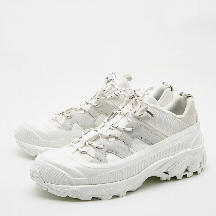 Pre Owned Burberry Off-White Suede and Nylon Arthur Sneakers Size 44