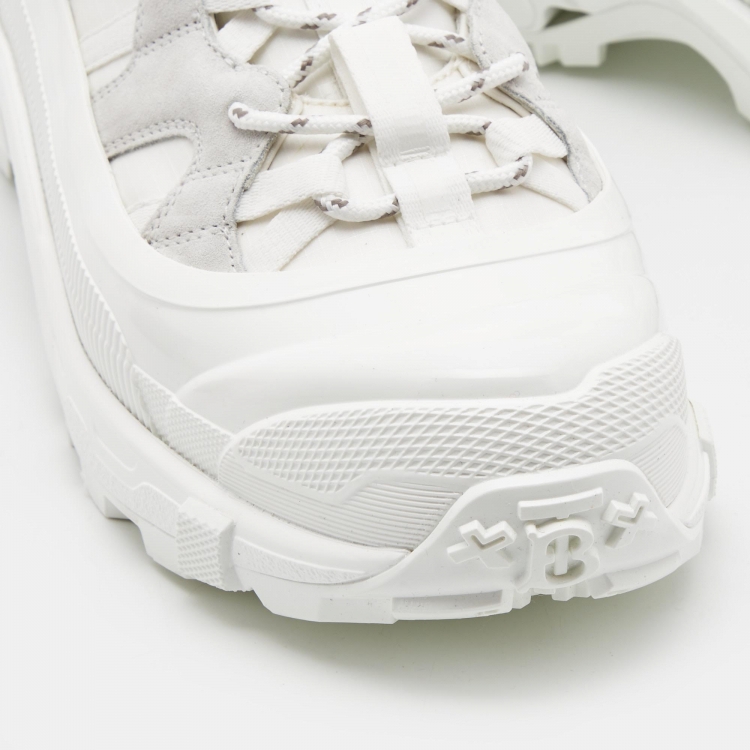 Pre Owned Burberry Off-White Suede and Nylon Arthur Sneakers Size 44