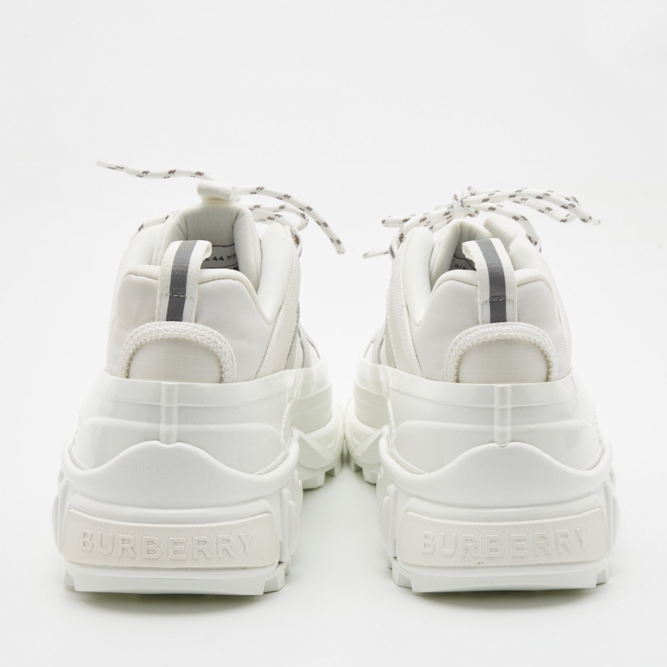 Pre Owned Burberry Off-White Suede and Nylon Arthur Sneakers Size 44