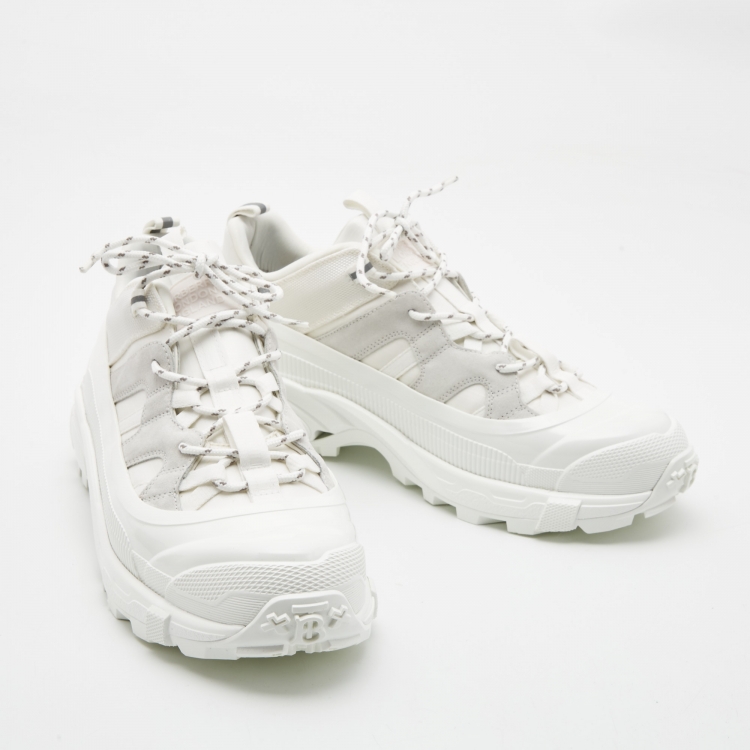 Pre Owned Burberry Off-White Suede and Nylon Arthur Sneakers Size 44