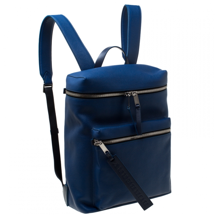 Pre Owned Burberry Blue/Black Leather and Nylon Donny Backpack