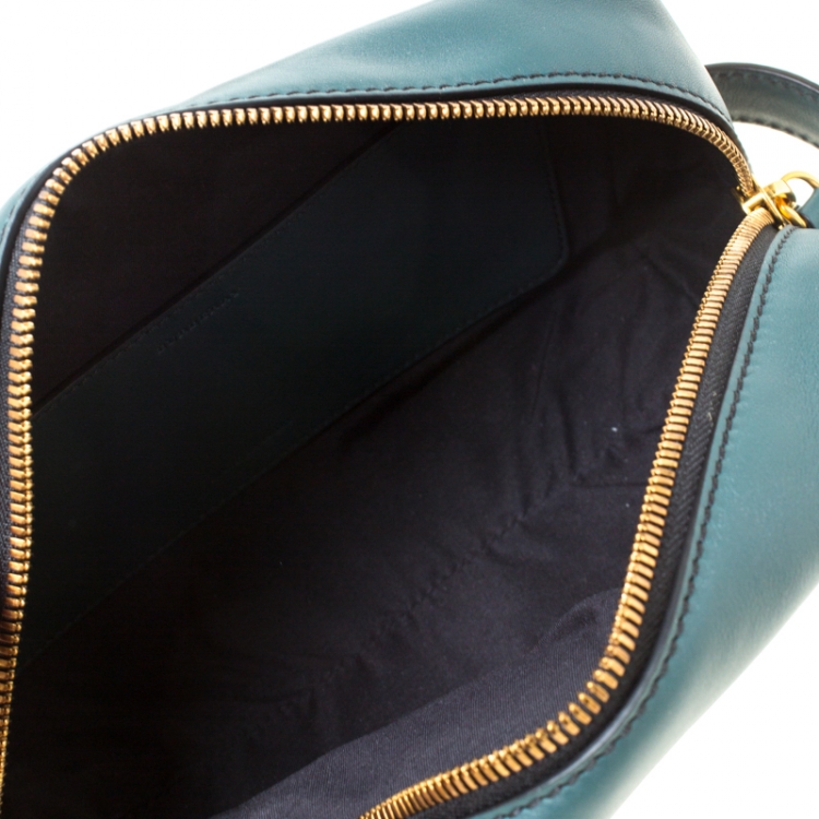 Pre Owned Burberry Dark Green Leather Pouch