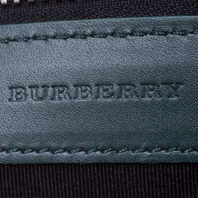 Pre Owned Burberry Green Leather Document Holder