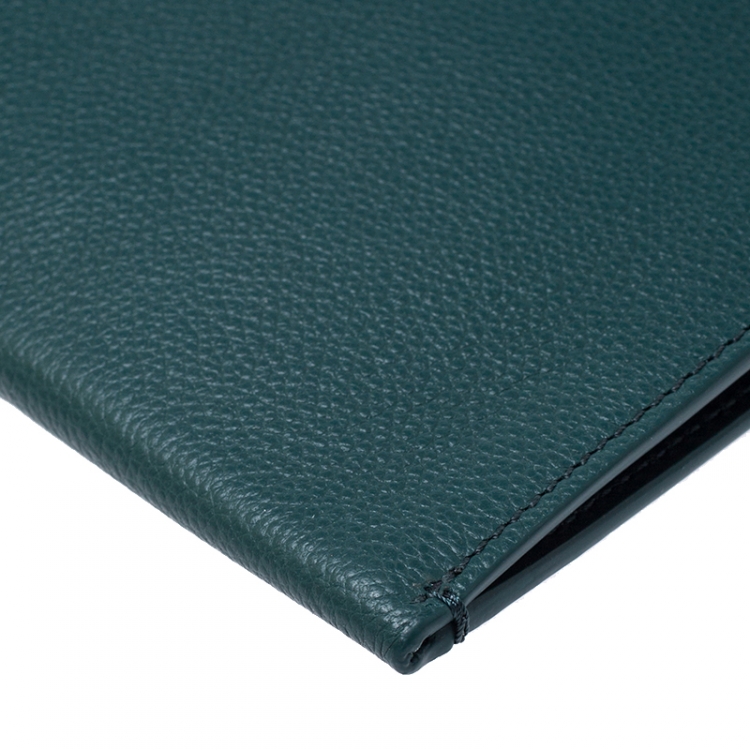 Pre Owned Burberry Green Leather Document Holder