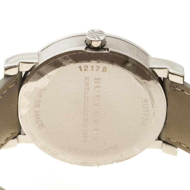 Pre Owned Burberry Grey Stainless Steel Heritage BU1754 Men's Wristwatch 38 mm