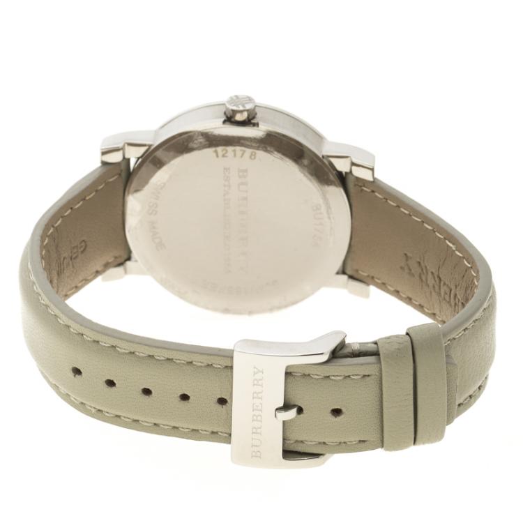 Pre Owned Burberry Grey Stainless Steel Heritage BU1754 Men's Wristwatch 38 mm