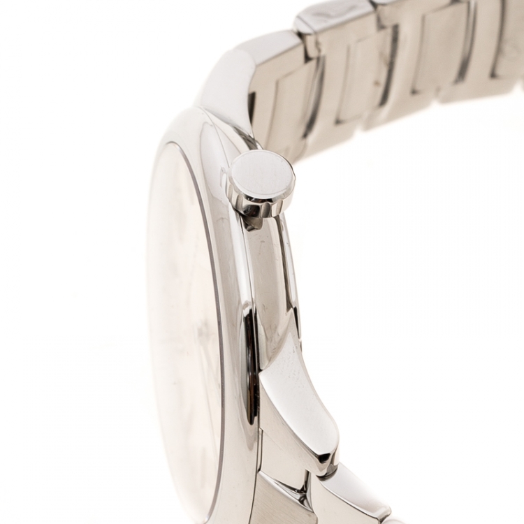 Pre Owned Burberry Silver Beige Stainless Steel Classic BU10004 Men's Wristwatch 40 mm