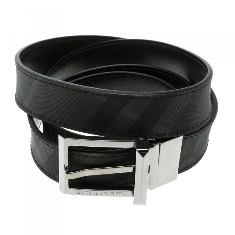 Pre Owned Burberry Beat check Vinyl Buckle Belt 110cm