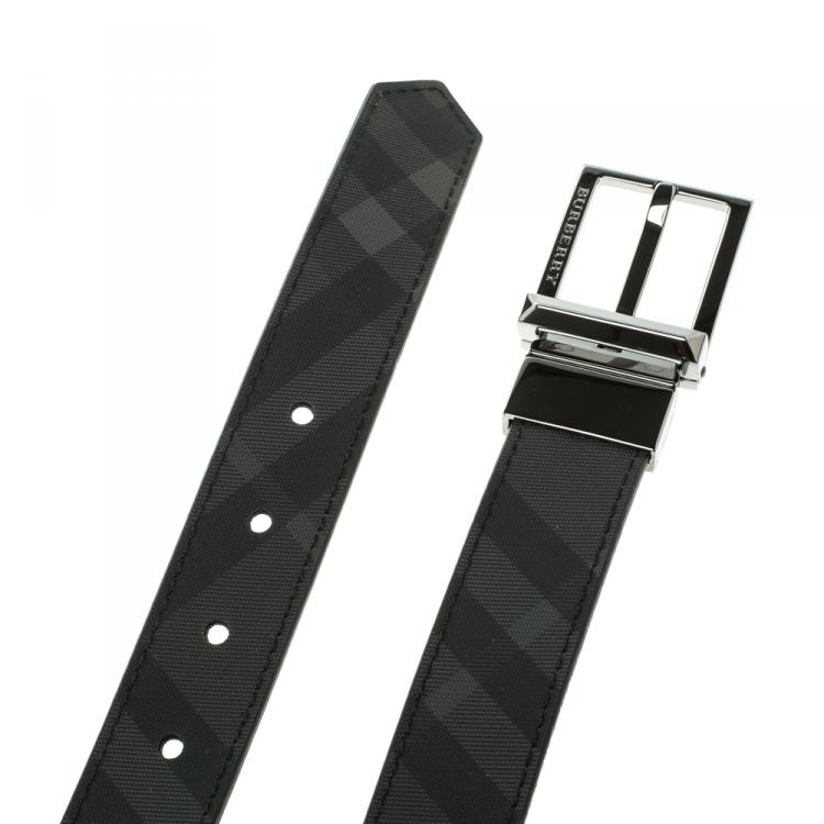 Pre Owned Burberry Beat check Vinyl Buckle Belt 110cm
