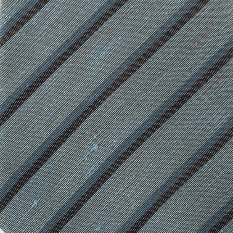 Pre Owned Burberry Grey Striped Tie