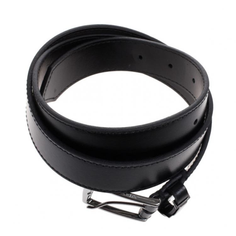 Pre Owned Burberry Black Leather Belt 90CM