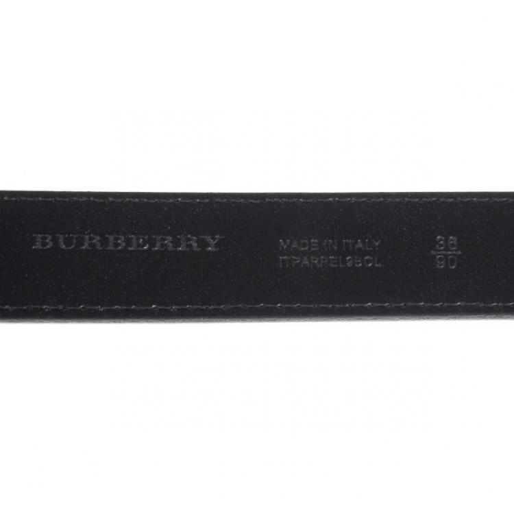 Pre Owned Burberry Black Leather Belt 90CM