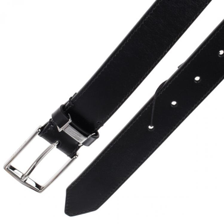 Pre Owned Burberry Black Leather Belt 90CM