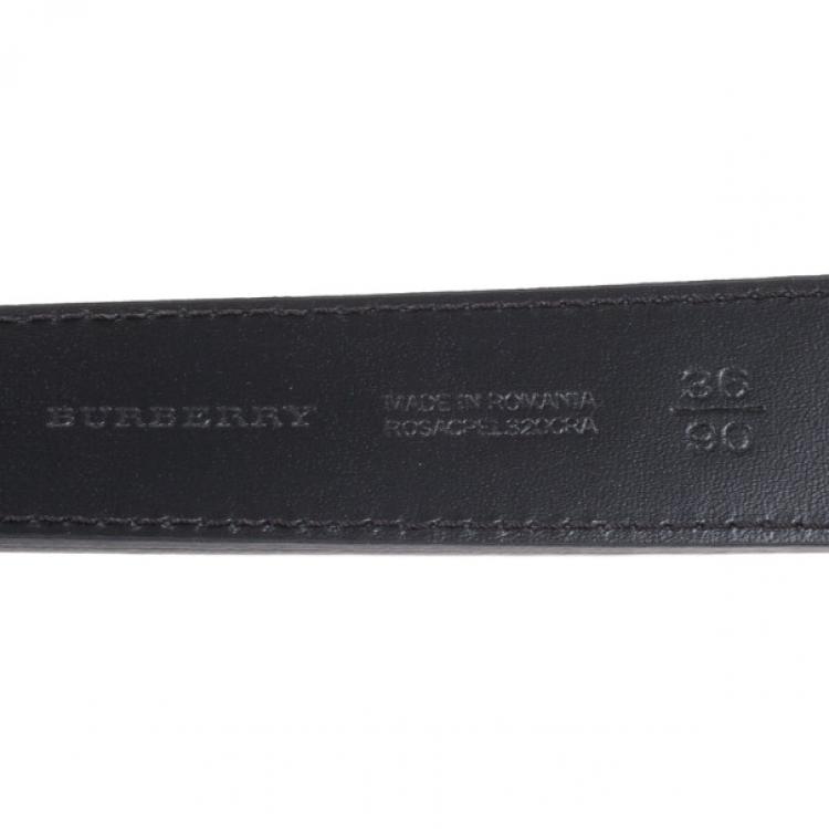 Pre Owned Burberry Black Leather Belt 90CM