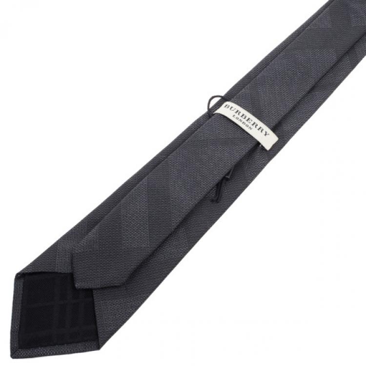 Pre Owned Burberry Grey Check Tie