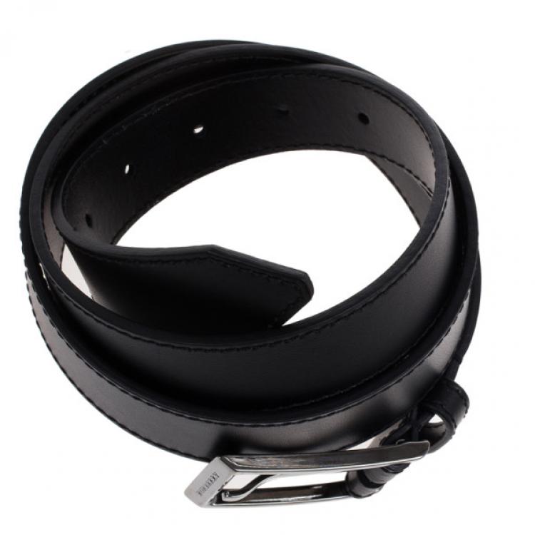 Pre Owned Burberry Black Leather Belt 90CM