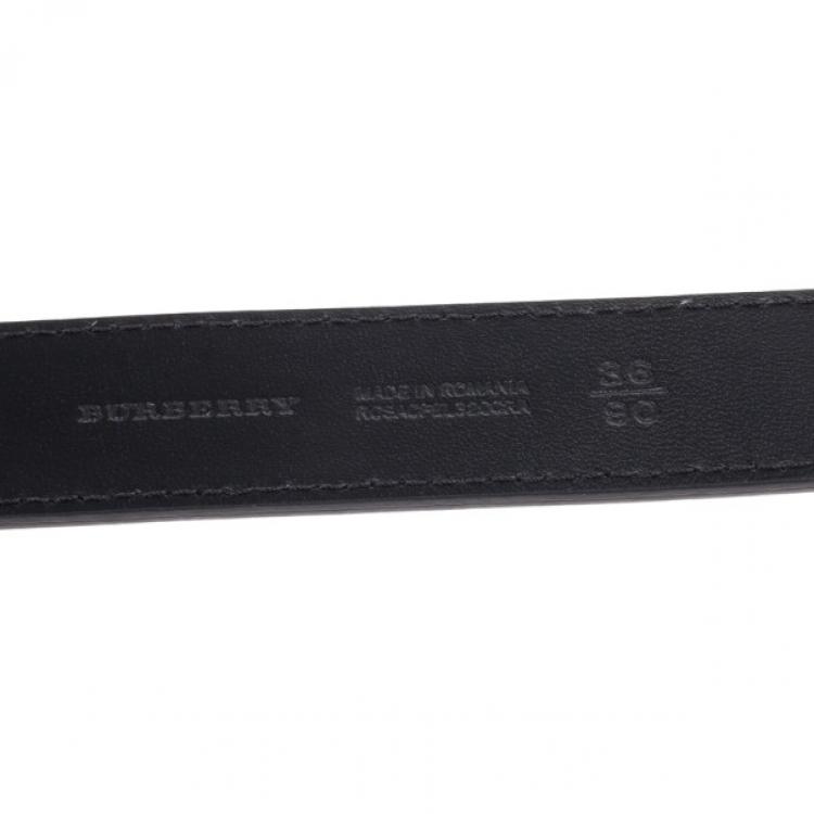 Pre Owned Burberry Black Leather Belt 90CM