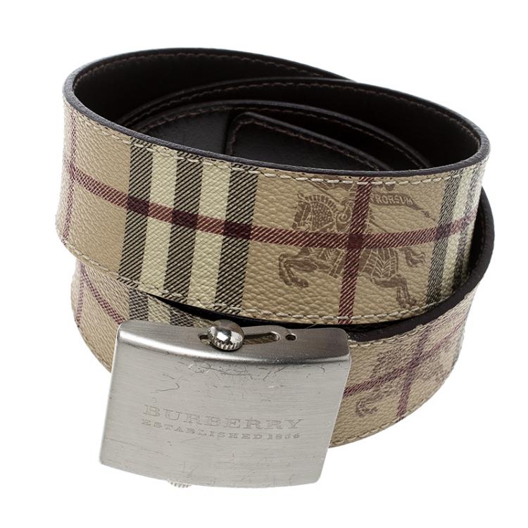 Pre Owned Burberry Beige Haymarket Check Coated Canvas Belt 105cm