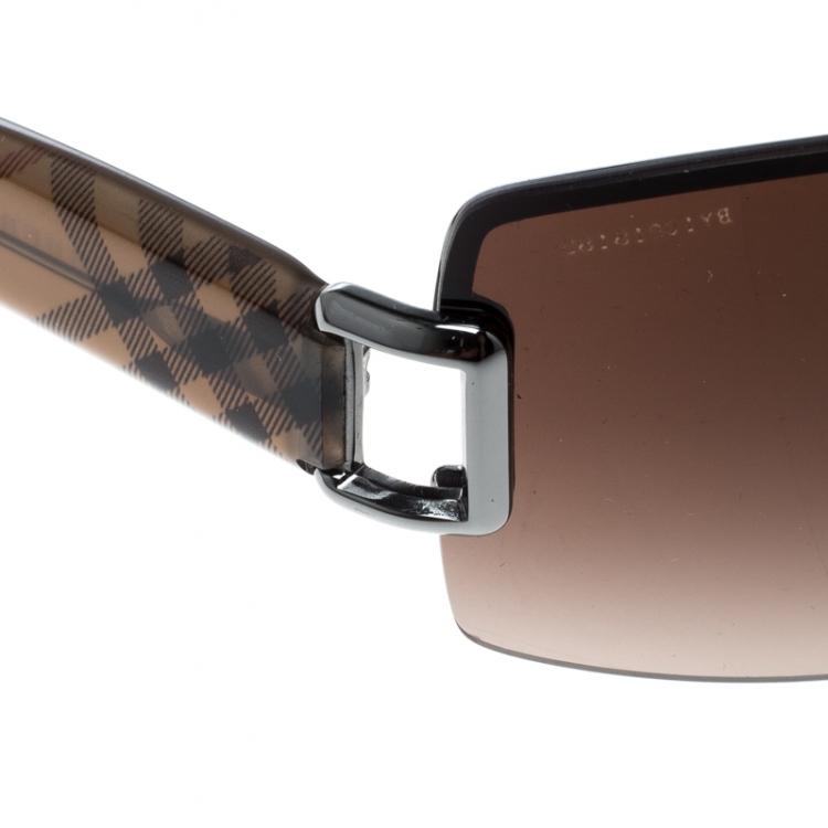 Pre Owned Burberry Brown Gradient B 3043 Shield Sunglasses