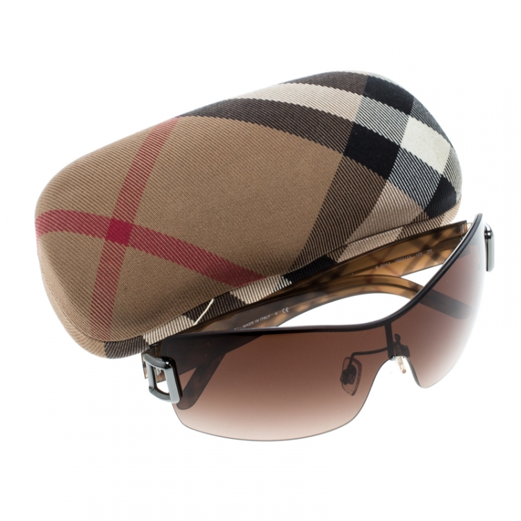 Pre Owned Burberry Brown Gradient B 3043 Shield Sunglasses