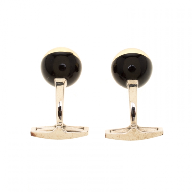 Pre Owned Burberry Equestrian Knight Black Sphere Cufflinks