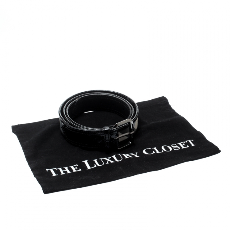 Pre Owned Burberry Black Beat Check Nylon and Leather Belt 110CM